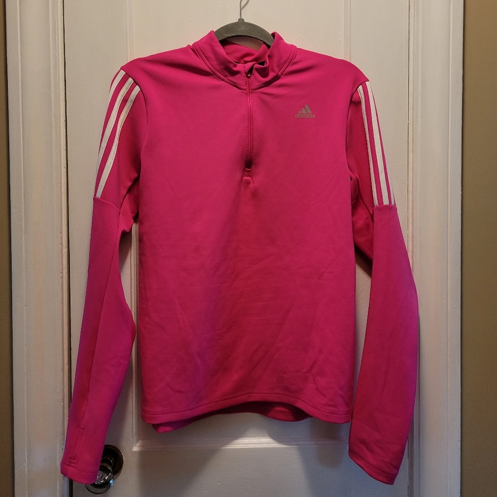 Adidas Women's Quarter Zip Pink Pullover Sweater Size M